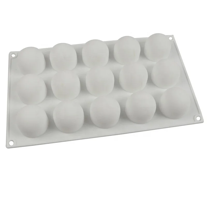 non stick 3d 15 cavity ball shape mousse silicone mold circle french dessert cake mould manual chocolate mold baking tools