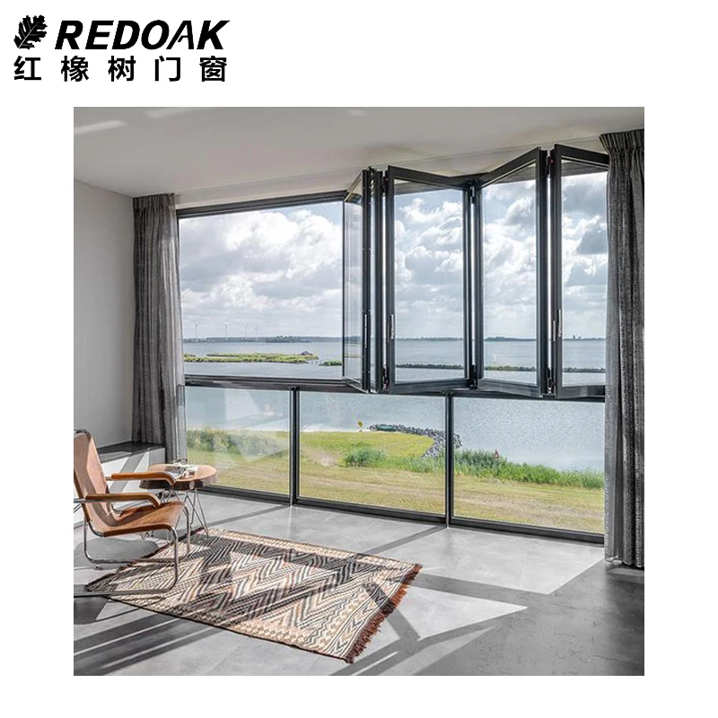 REDOAK Vertical Folding Window Aluminium Bi Fold Window Fold Up Glass Windows