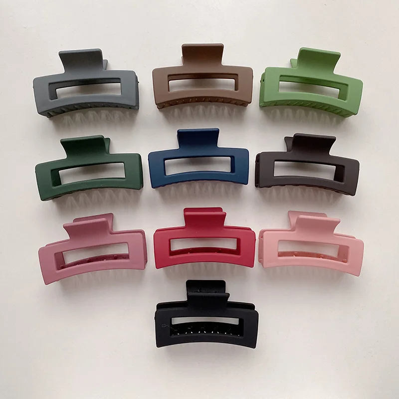 8.7cm Wholesale Square Rectangle Simple Multi Colors Hair Claw Clips Middle Matte Hair Claw For Woman Girls