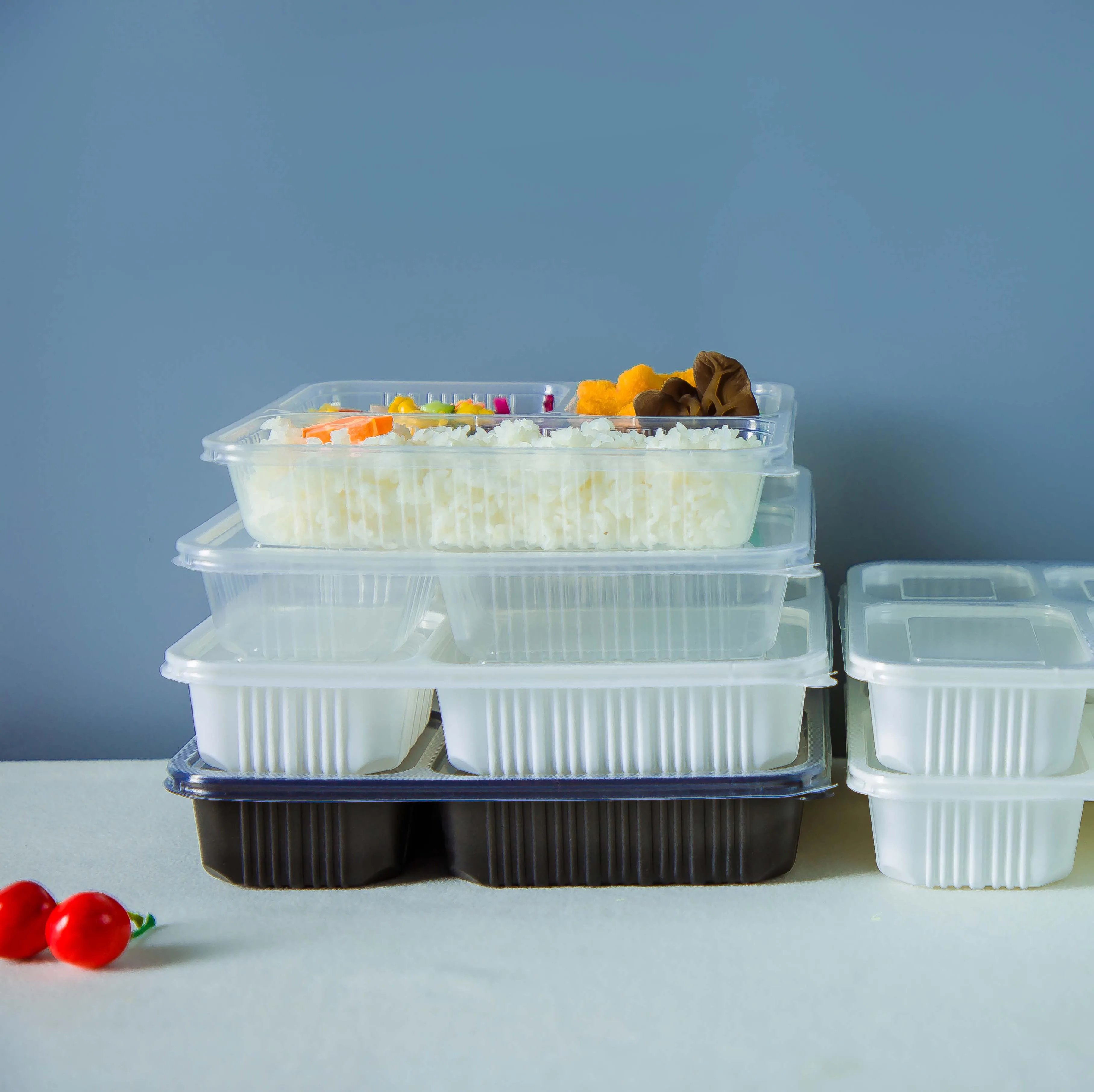 Best Selling Product 1400ml Microwaveable Take Out Heat-stacked 3 Compartment Food Containers