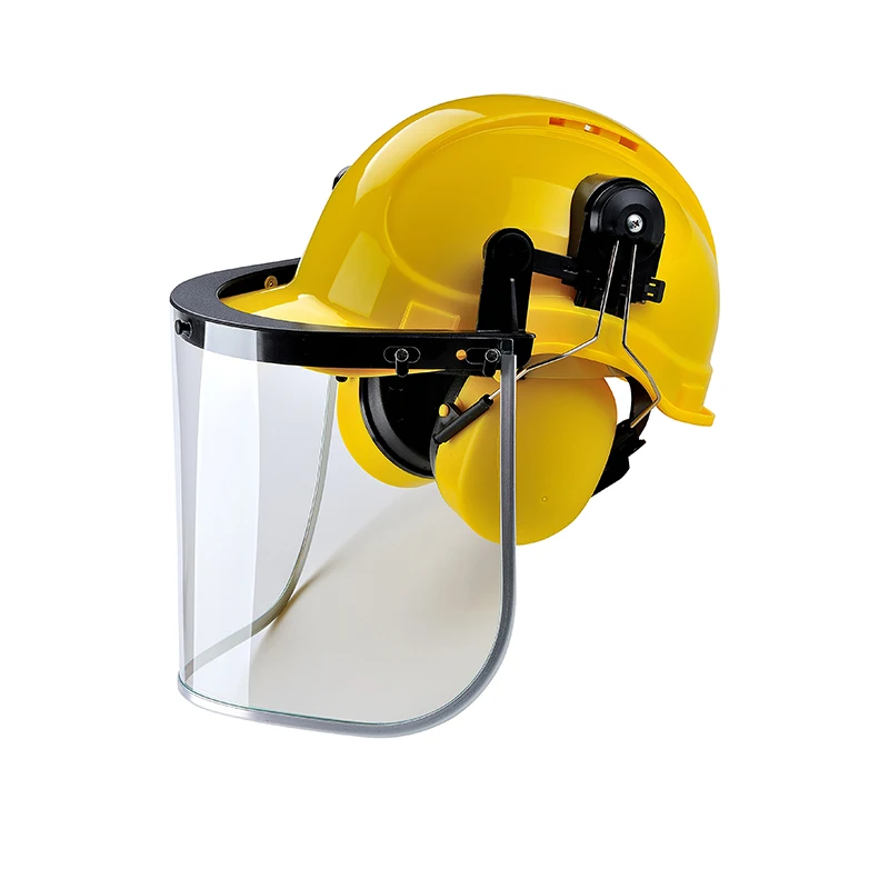 PVC visor flip-up forestry helmet Head Hearing Face Shield Combination Kit