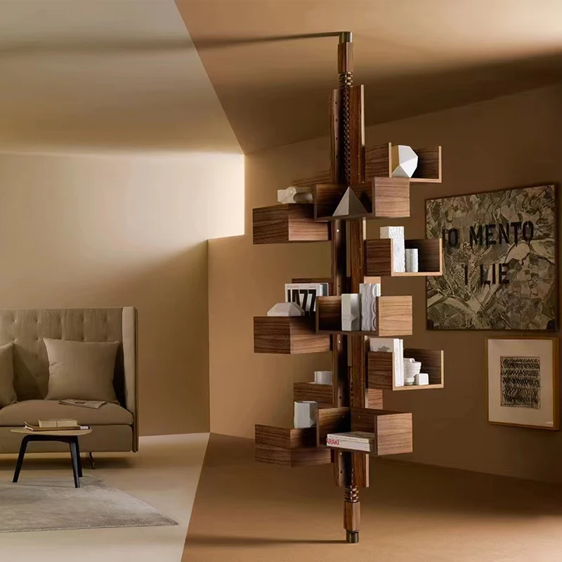 North American black walnut rotating bookshelf 360 degree rotating bookcase minimalist home living room book storage racks