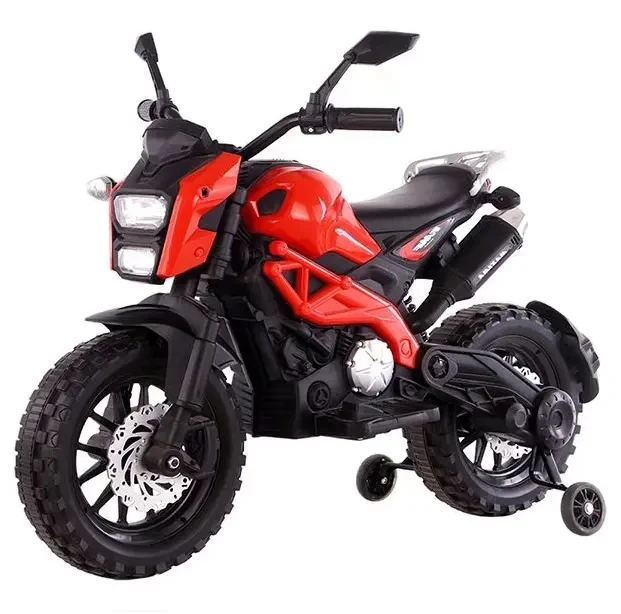 2022 Ride-On Toy 12V Battery-Powered Kids Electric Motorcycle Music Tricycle with 3 Wheels for Boys and Girls