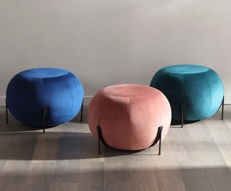 Современный круглый бархатный низкий табурет с мягкой обивкой, мебель для гостиной, домашний табурет и оттоманка