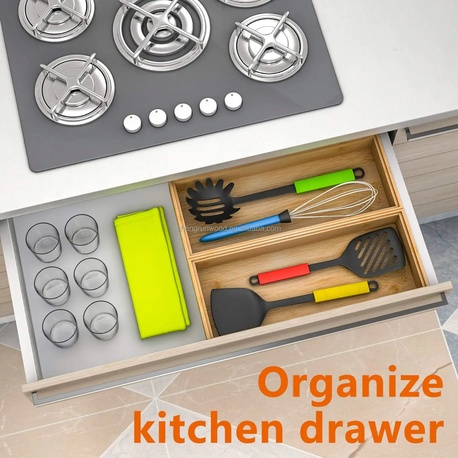 Trays Wooden Stackable Tray Utensil Organizer For Office Drawers, Shelves, Pantry, Or Bathroom Counter, Drawer Dividers
