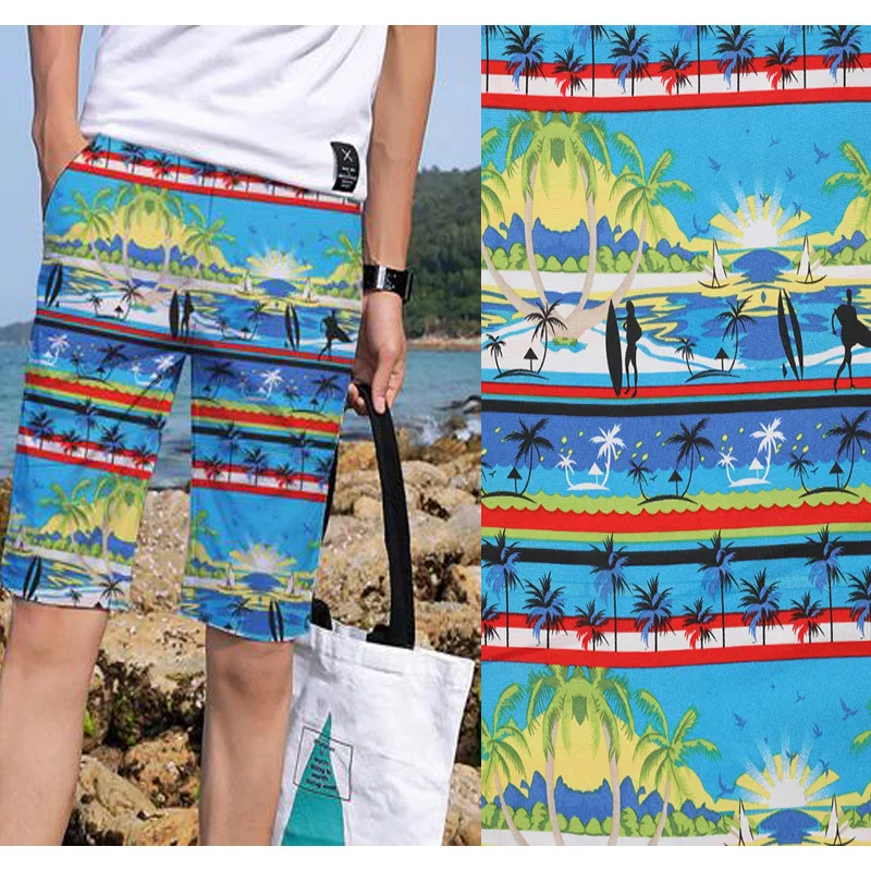 Оптовая продажа, водонепроницаемая пляжная короткая ткань из 100% полиэстера с цветочным принтом