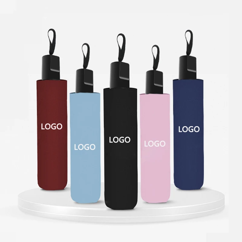 Wholesale Cheap Personal 3 Folding Umbrella Custom Logo Portable Sunshade Small Umbrella Manual Compact Windproof Umbrella