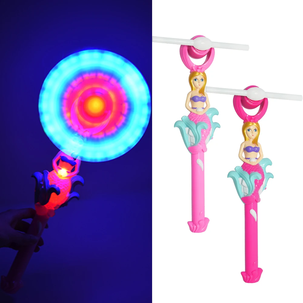 Led Glow Windmills Mermaid Light Up Toys Princess Led Magic Windmill Spinner Shape Light Led Flashing Mermaid Windmill