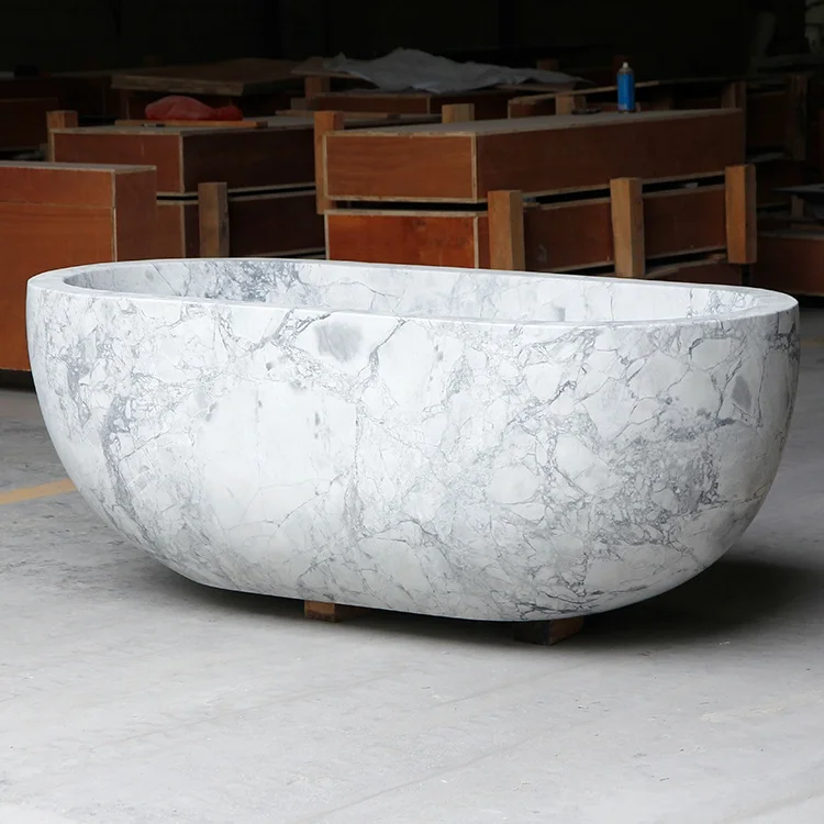 Stand Alone Large Natural Stone Bathtub Soaking Marble Wholesale Bath Tub Free Standing For Sale