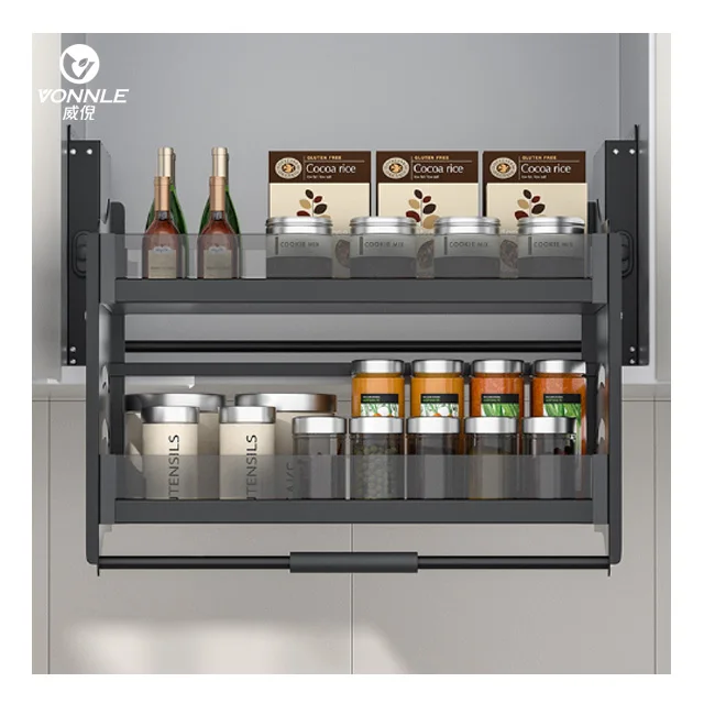 Kitchen 22 26 Inch Lift Basket Pull Down Shelves Cabinets Lift up Shelf System Hardware Pulldown Hydraulic Hidden Cabinet Lift