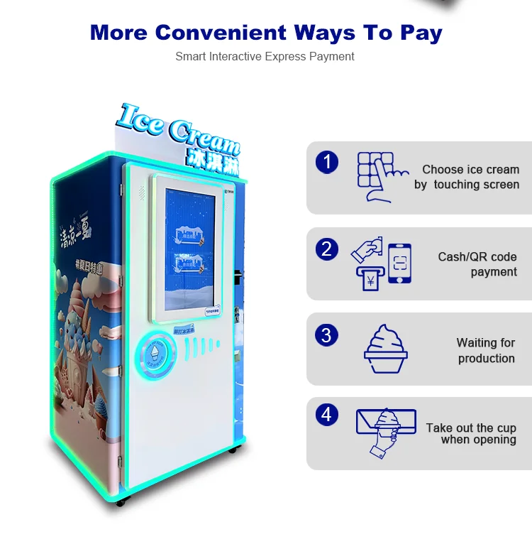 Frozen Food Smart Machine 50 Flavors  Ice Cream Maker Automatics Cone Machine For Sale with CE and FCC