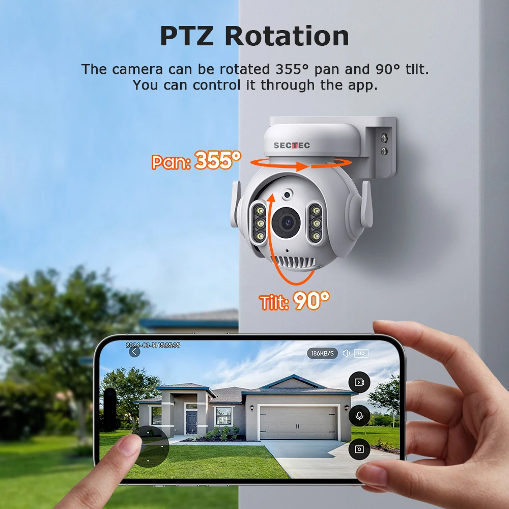 2024 Tuya New HD 5MP Resolution Mini Size PTZ Wifi Camera IP65 Waterproof Outdoor Wireless network Security System Cctv Camera