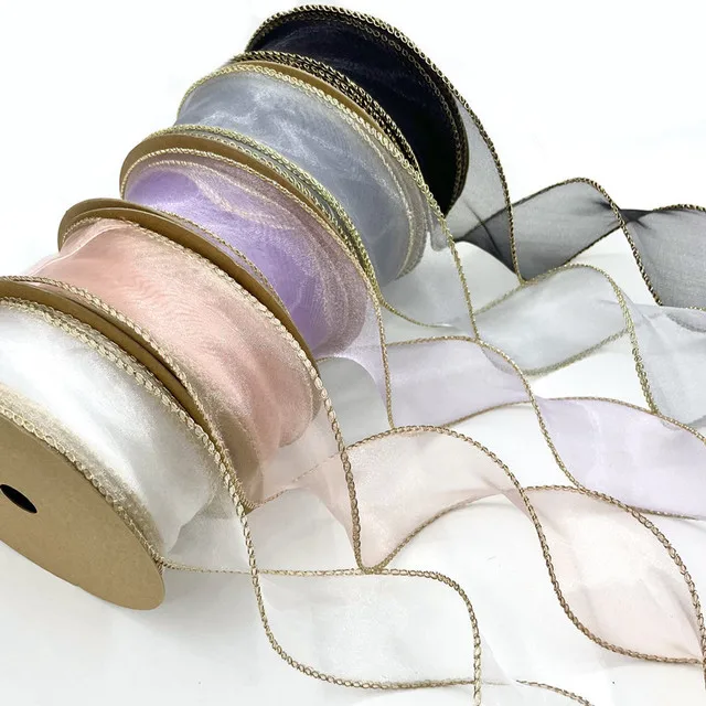 (10Yards/roll)40 mm Wave Silk Organza ribbon Bow material for hair ornament gift wrapping decoration lace ribbons