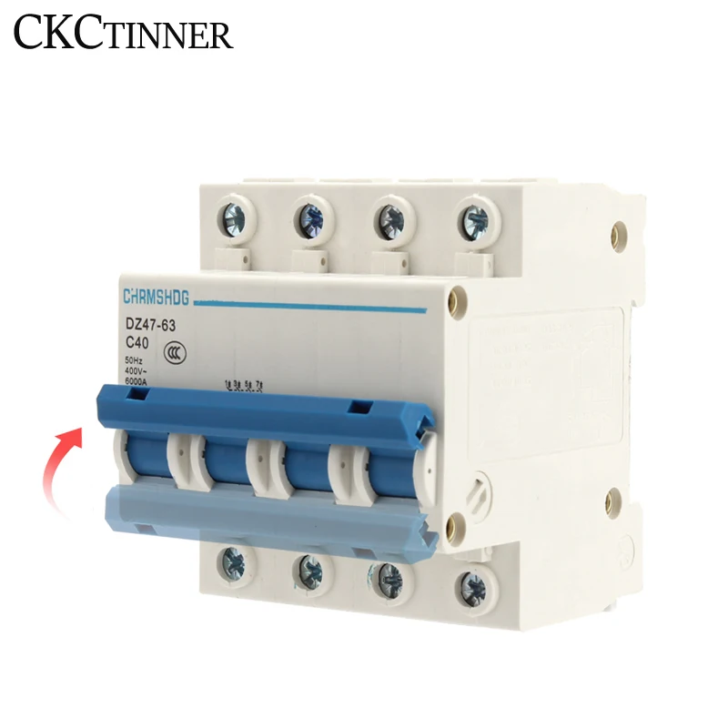 Mini Circuit Breaker MCB Cutout Breaker Switch DZ47-63 4P AC 400V 10A 16A 20A 25A 32A 40A 50A 63A