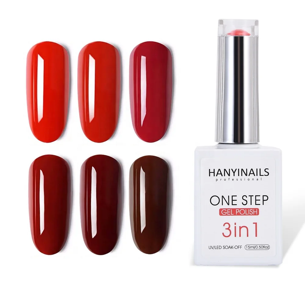 Hanyinails wholesale hot selling 330colors nail one step gel nail polish 3in1 color nail gel polish