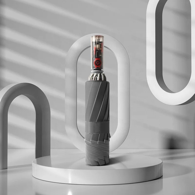 Safety Night Lighting Rain Big Size Double Umbrella With LED Handle and Reflective hemming Mechanical auto Reverse Fold Umbrella