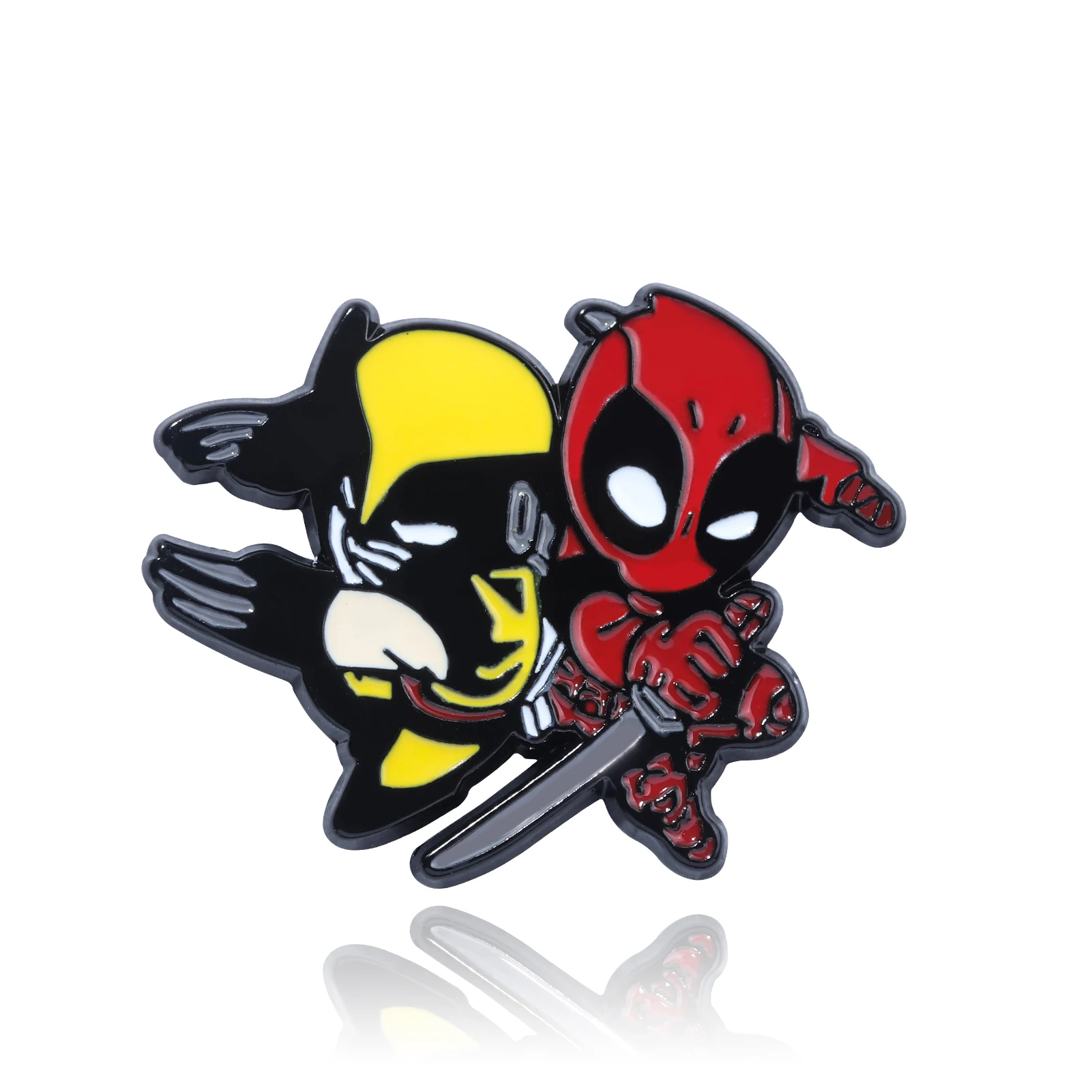 Wholesale Alloy Jewelry for Gift or Party Cartoon Deadpool Wolverine Best Friend Metal Brooch Pins