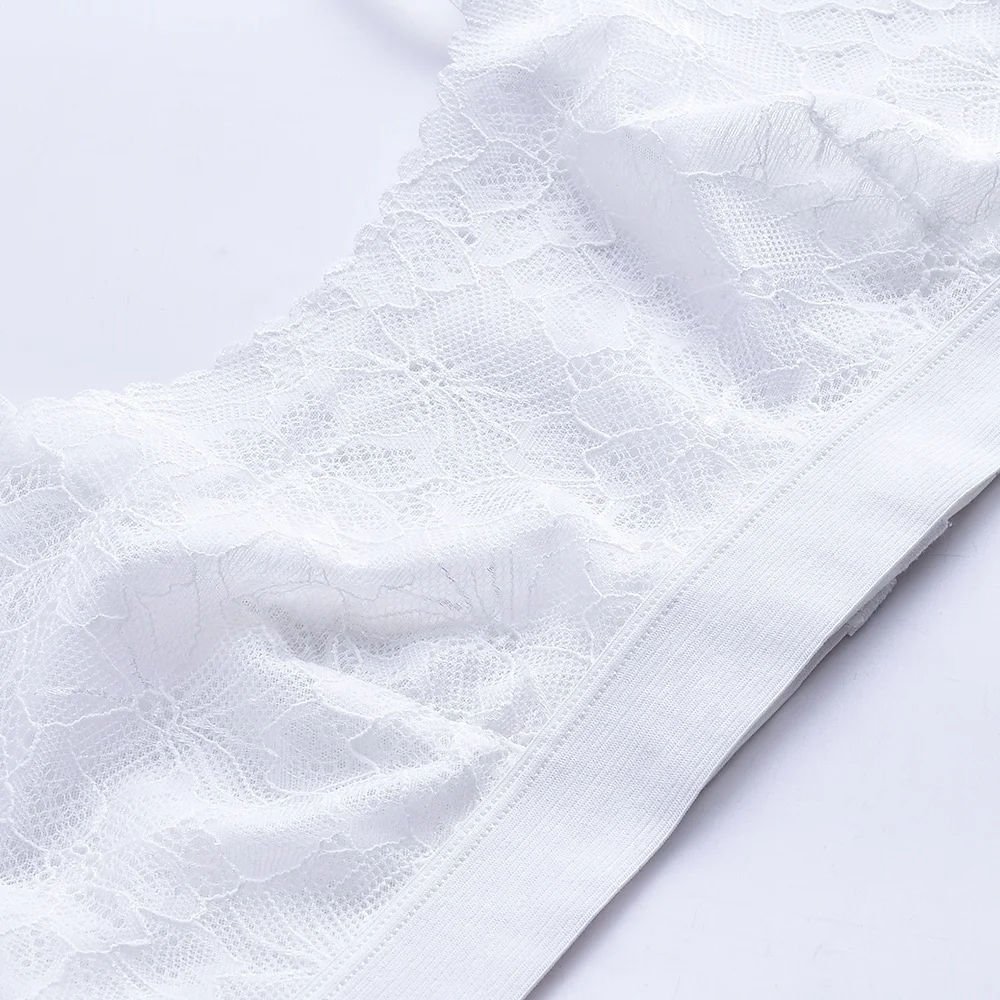 Super Light laser Cut Scallop Women Bralette Floral Corad Mesh Fusion Lace Bra