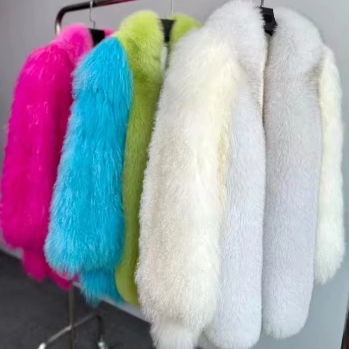 Rxfurs Cheap Low Price Ladies Luxury Women Fluffy Furry Fuzzy Sheep Wooljacket Sheepskin Clothing Mongolian Lamb Fur Coat