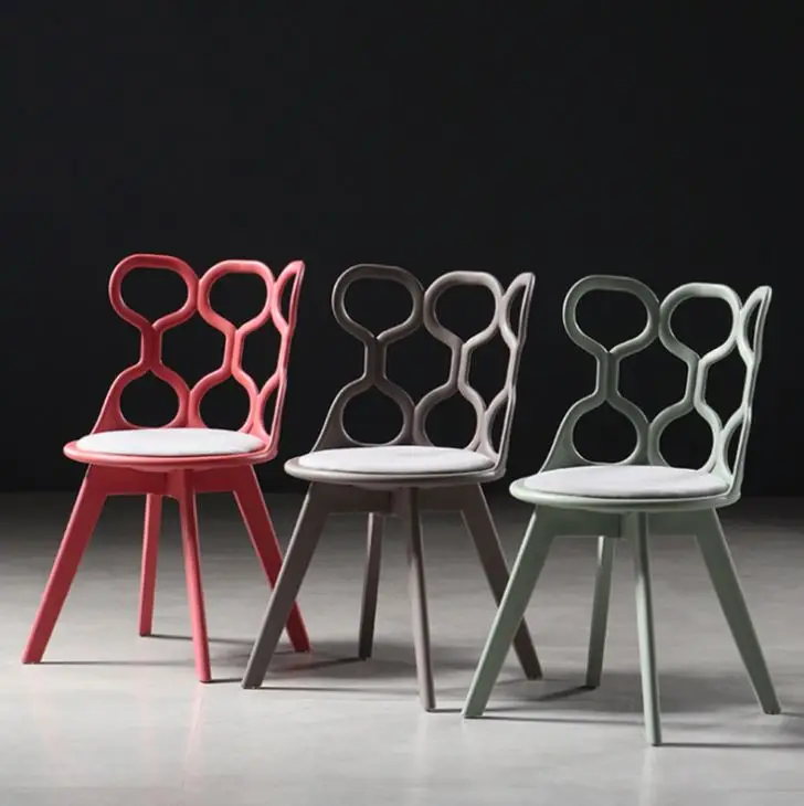 Цветной пластиковый обеденный стул, розовый, красный, синий, белый, черный стул, креативный дизайнерский стол для ведения переговоров