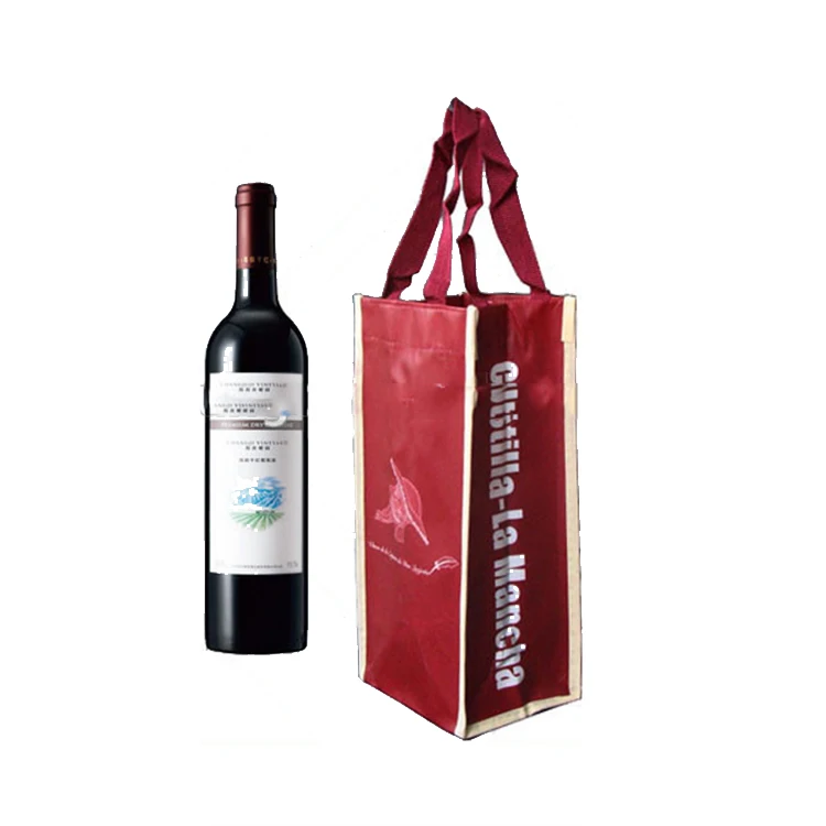 Spain Brand Wine Bottle Bag, Custom Made Laminated Pp Non Woven Wine Shopper Bags