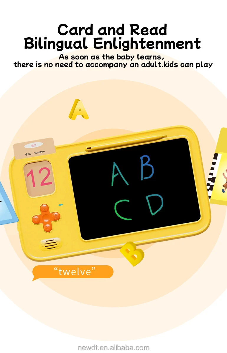 Hot Sales Educational Electronic Toy Talking Flash Cards Writing Board 224 Sights for Old Kids with LCD Drawing Tablet
