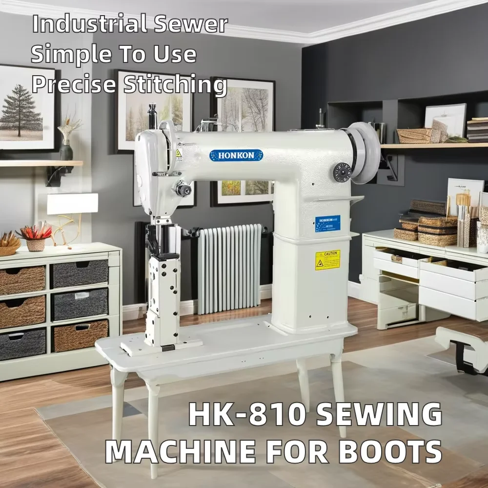 HK-810 Industrial Automatic Single Needle Post-Bed Lockstitch Sewing Machine for Martin Boots Leather Shoes Gear Core Component
