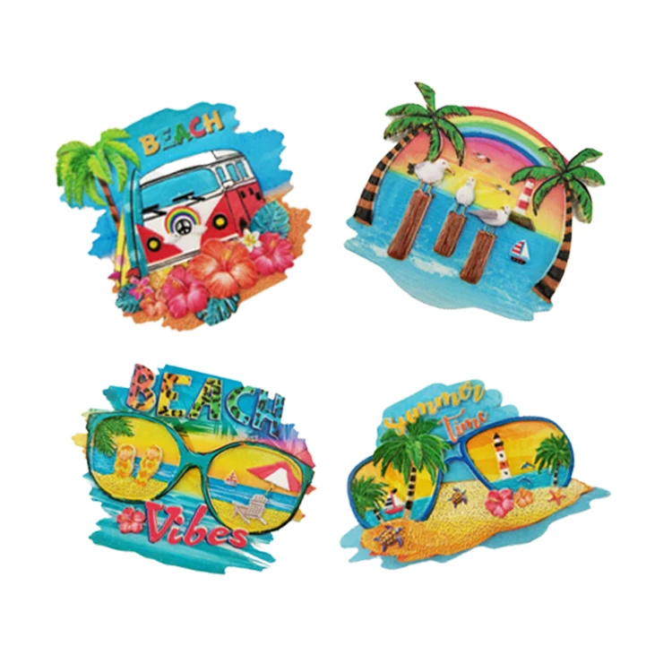 Custom logo printing country city beach souvenir resin 3d fridge magnets