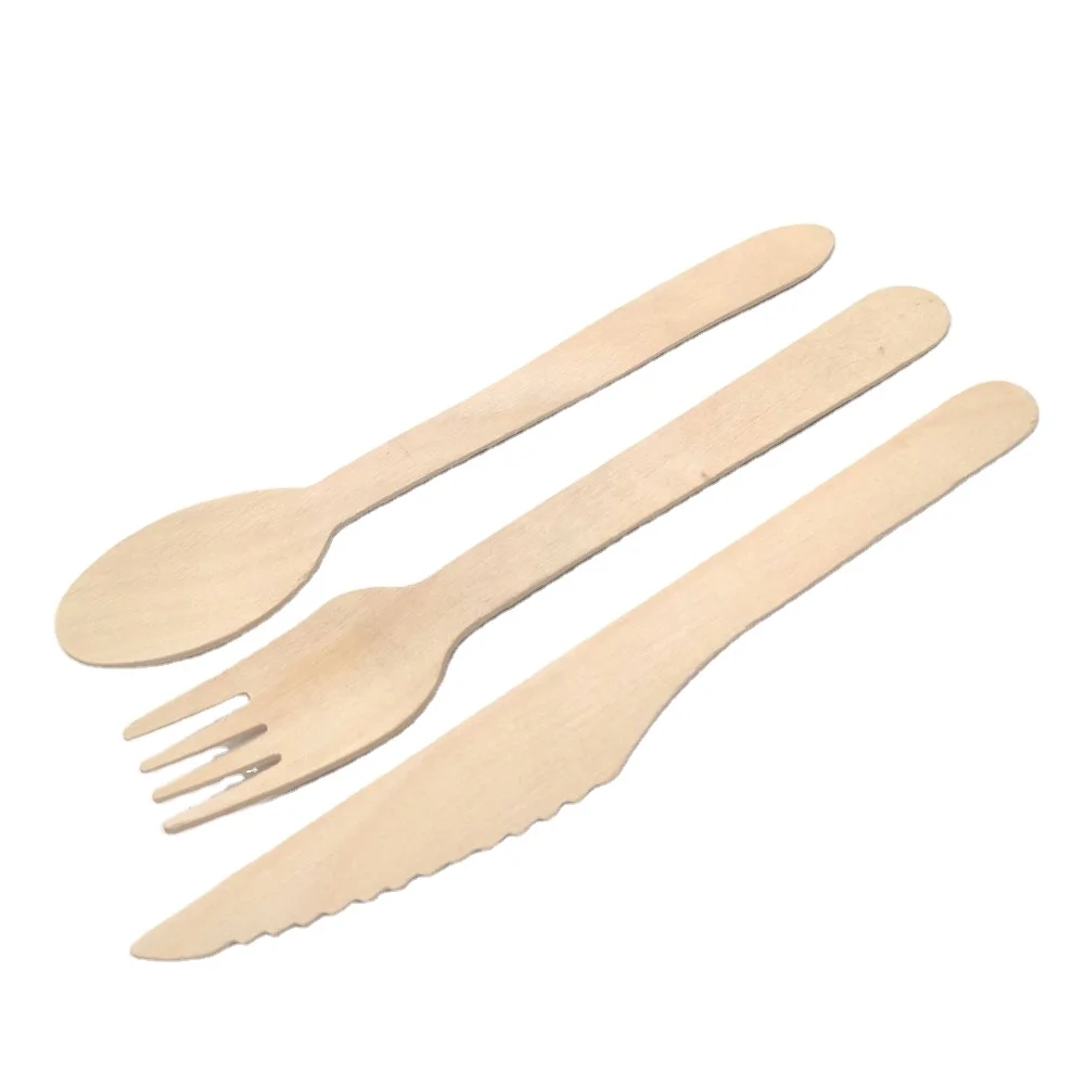 140mm disposable wooden spoon and knife forks cutlery set wholesale