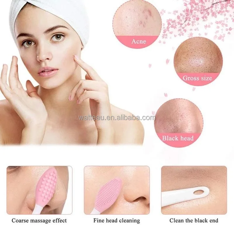 1pc Silicone Face Cleansing Brush Exfloliating Nose Clean Blackhead Removal Brushes Skin Care Wash Silicone Brush Skin Care Tool