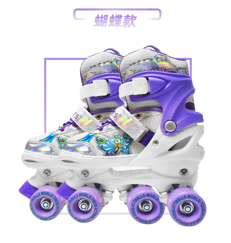 Quad Patines 4 Ruedas Roller Skates Kick Rollerskates 4 Wheels Blade Slalom Inline Shoes Flashing Roller For Kids