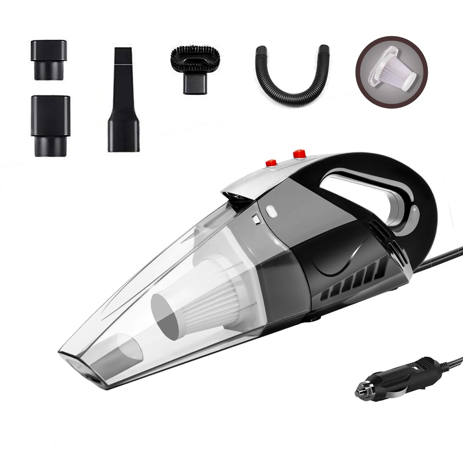 Portable  Car Vacuum Cleaner Wet and Dry Use 12V Handheld Car Vacuum Cleaner With LED Light