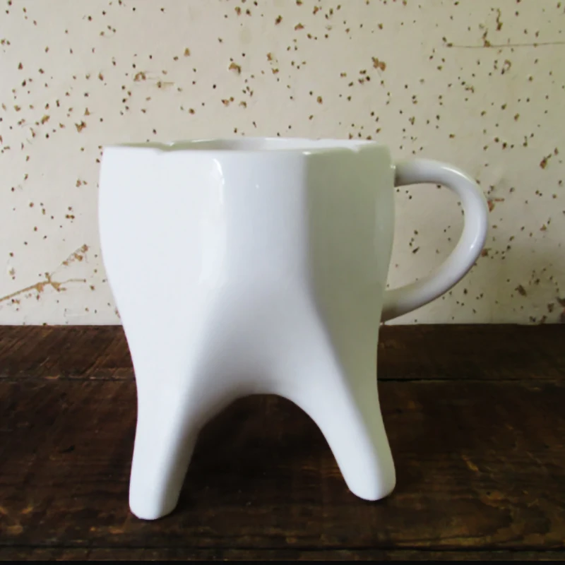 custom ceramic white coffee mug tooth shaped pottery crazy mugs