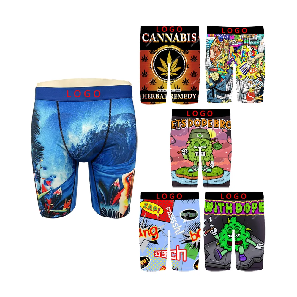 OEM Factory boxers for men cotton Knitting Breathable boxer brief custom logo Printed Cheap boxer briefs