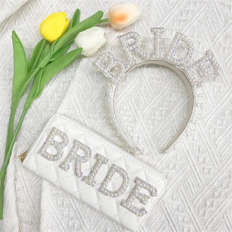 Оголовье невесты с жемчугом на заказ, повязка на голову невесты для девичника, повязка на голову невесты с жемчугом, головной убор невесты