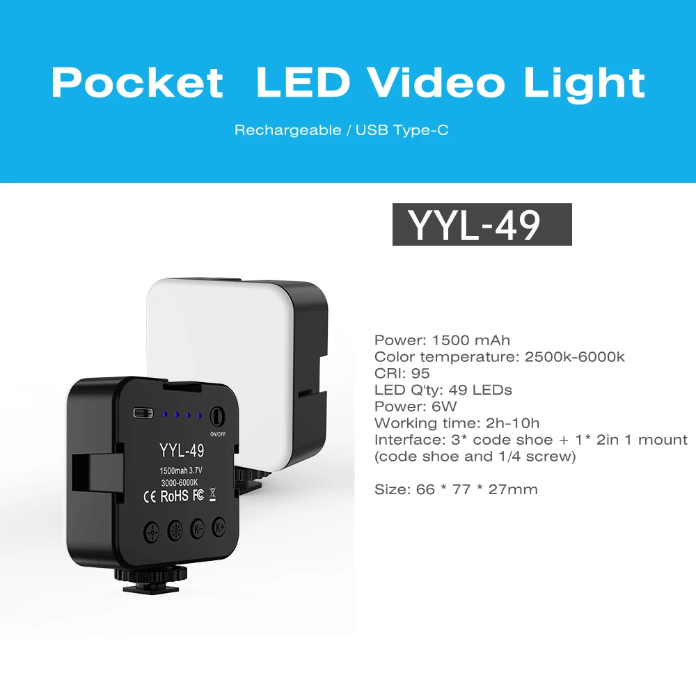 Mini rechargeable Photography Light LED Video Light Camera Fill Lamp Portable Soft Lighting Panel Multi-purpose led flash lamp