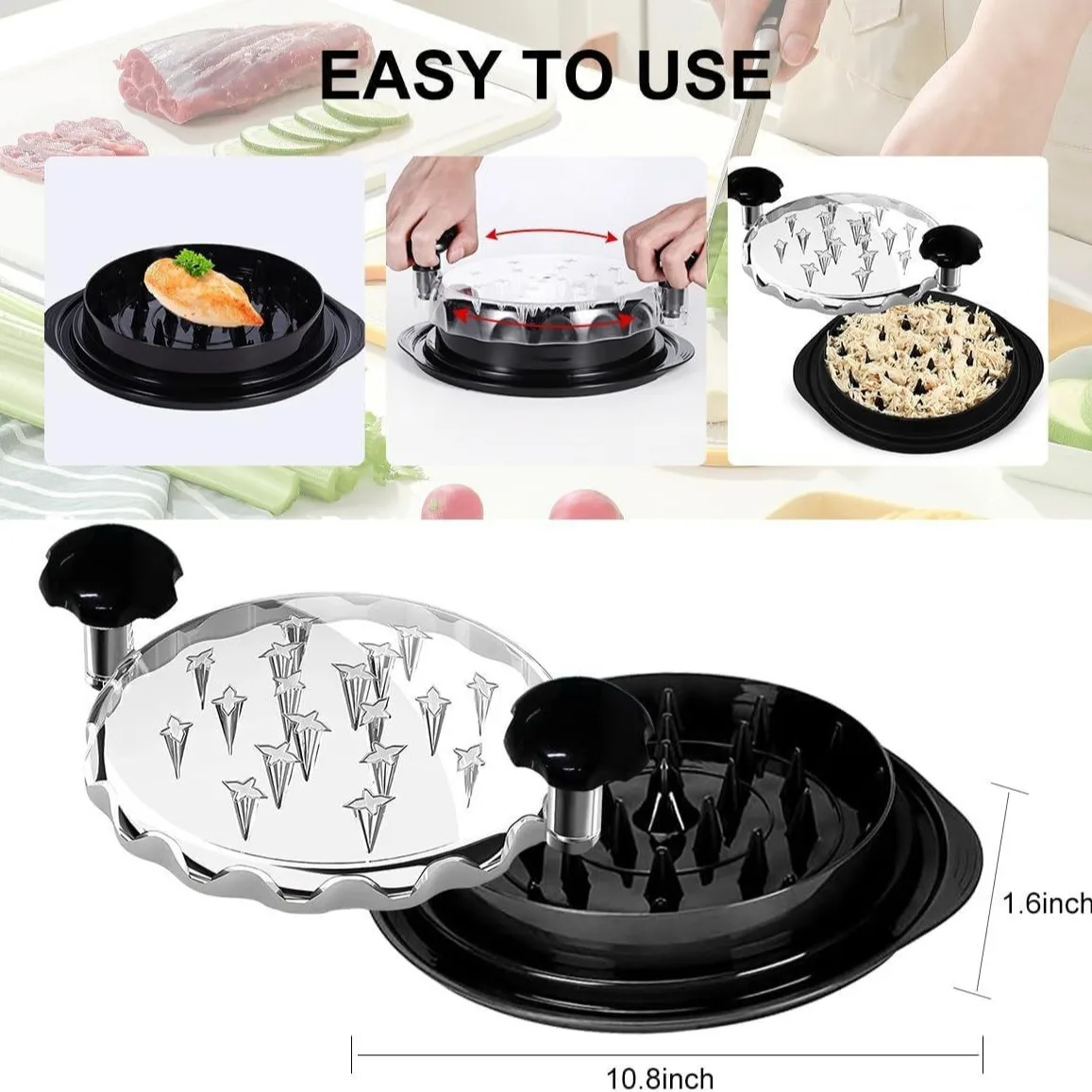 Bbq Plastic Round Handles shredder/dishwasher Safe Household Items Chicken Shredder Tool Manual Transparent Meat Shredder