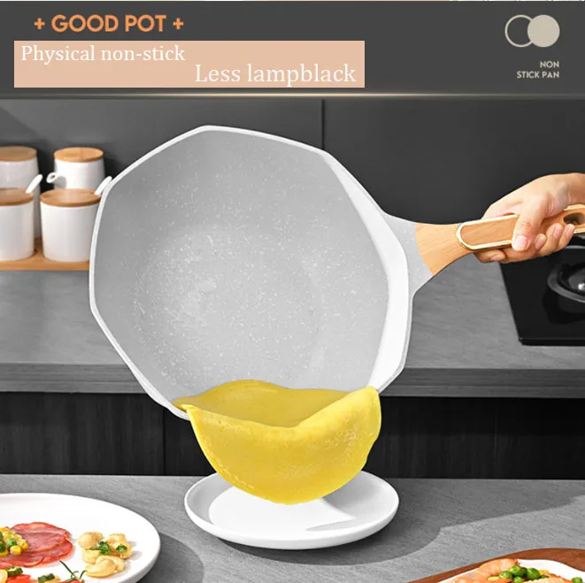 OEM/ODM  Die Cast  Aluminium Nonstick Lightweight Easy-cleaning Induction 28/32 cm Cooking Wok frying pan with wooden handle