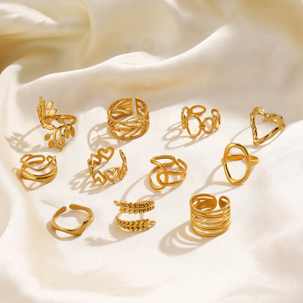 ladies pvd plating opening finger rings stainless steel jewelry stainless steel
