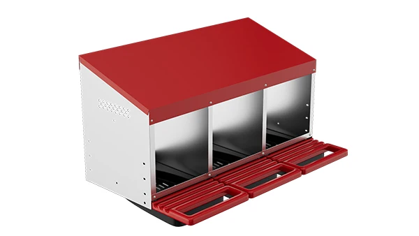 Chicken Nesting Boxes 3 Hole Metal Chicken Egg Laying Box with Swing Perch and Rollout Egg Collection for Chicken Coop