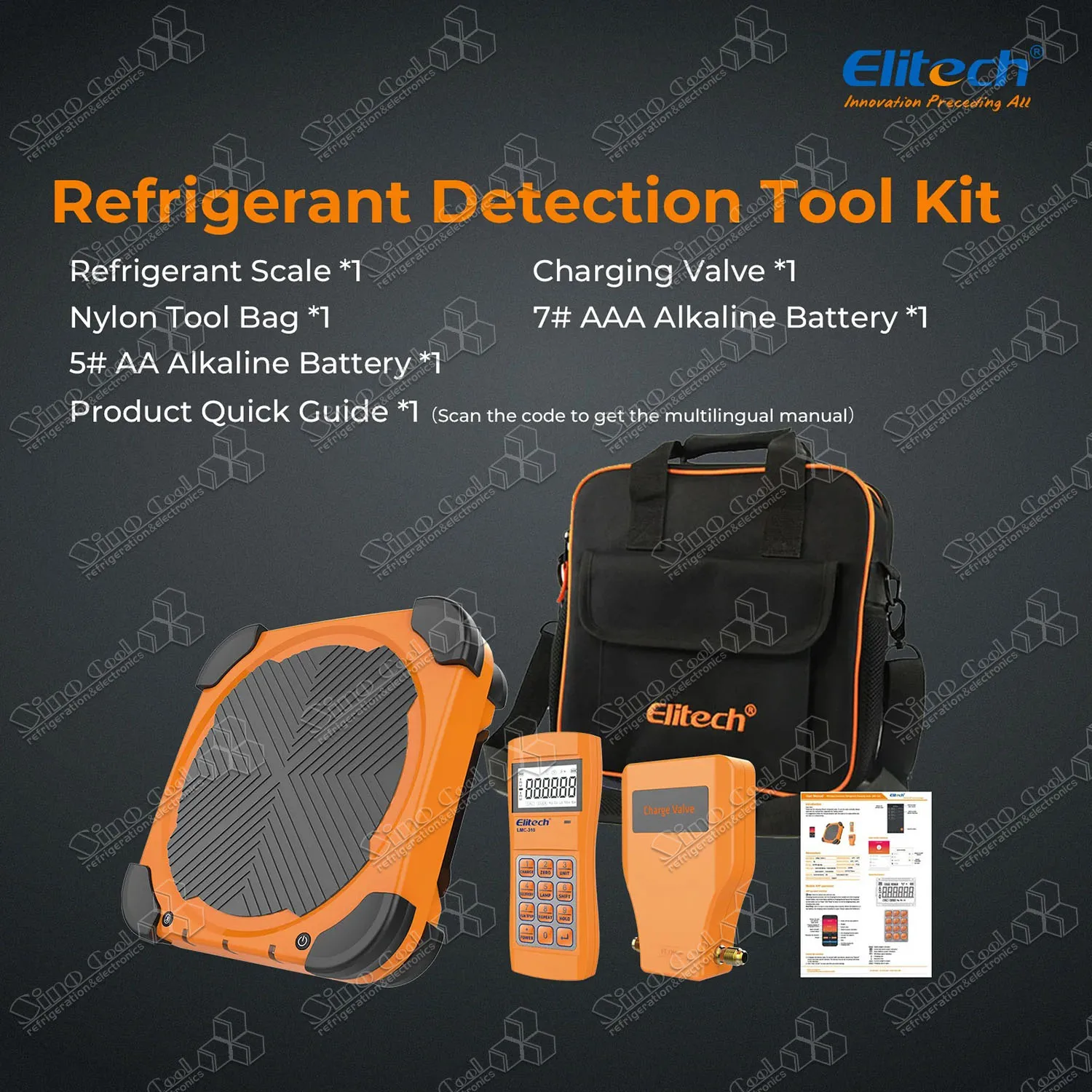 LMC-310 Беспроводная шкала хладагента Elitech фреона с зарядным клапаном 220 фунтов/100 кг