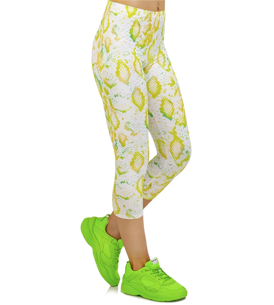 Женские леггинсы со змеиным принтом, эластичные винтажные леггинсы с принтом в виде граффити