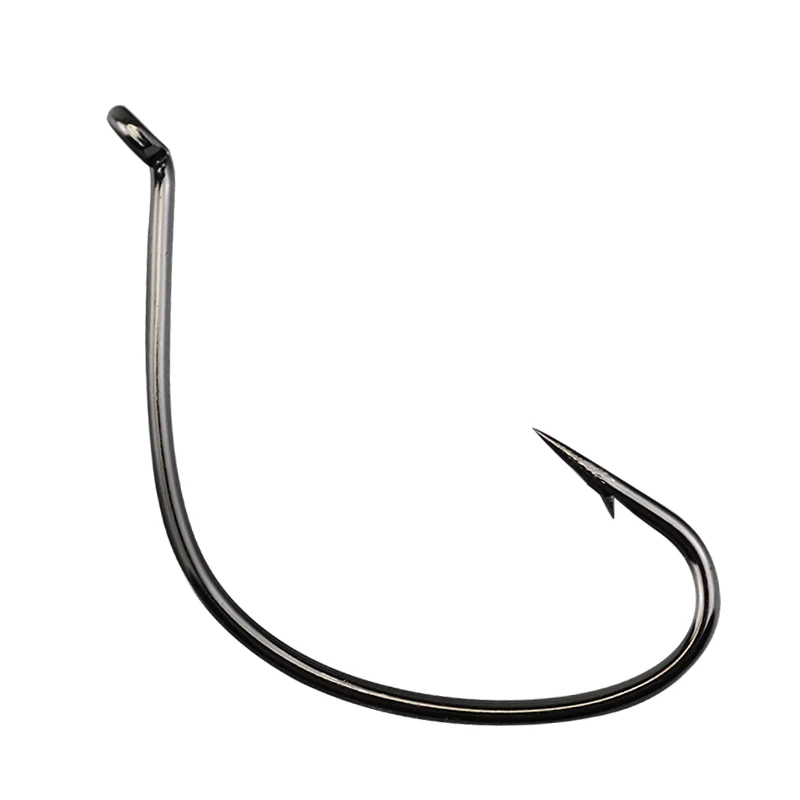 Stock High Carbon Steel Black Wide Gape Fishing Hooks Live Bait Wacky Worm Hooks For Bass
