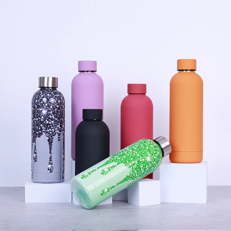 Custom Logo 500ml Vacuum Insulation 18/8 Double Wall Stainless Steel Flask Sports Thermo Matte Travel Thermos Water Bottle