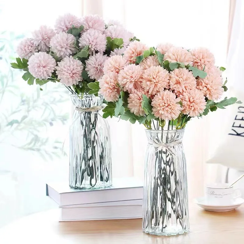 Simulated flower 3-head chrysanthemum onion balls bouquet chamomile living room hotel restaurant decorations