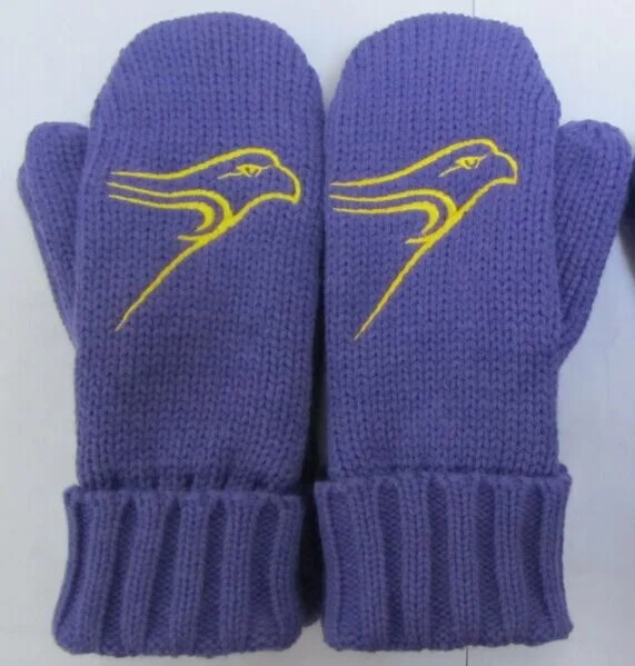 100% Acrylic Knitted mitten  with fleece lining