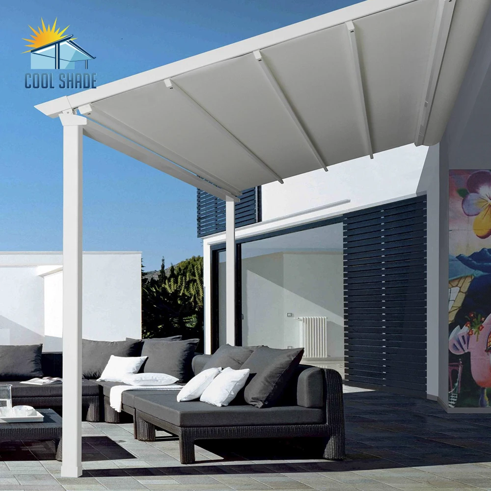 Open and Closed Shade Electric Retractable Roof Pergola Patio Waterproof Gazebo Pergola Aluminum Outdoor Metal Arbours