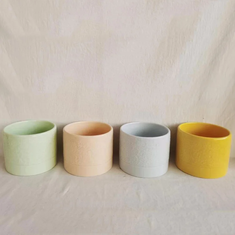 Ceramic Plant Pots 6 and 5 Inch Planters with Drainage Holes for Flower Succulent Indoor Decoration