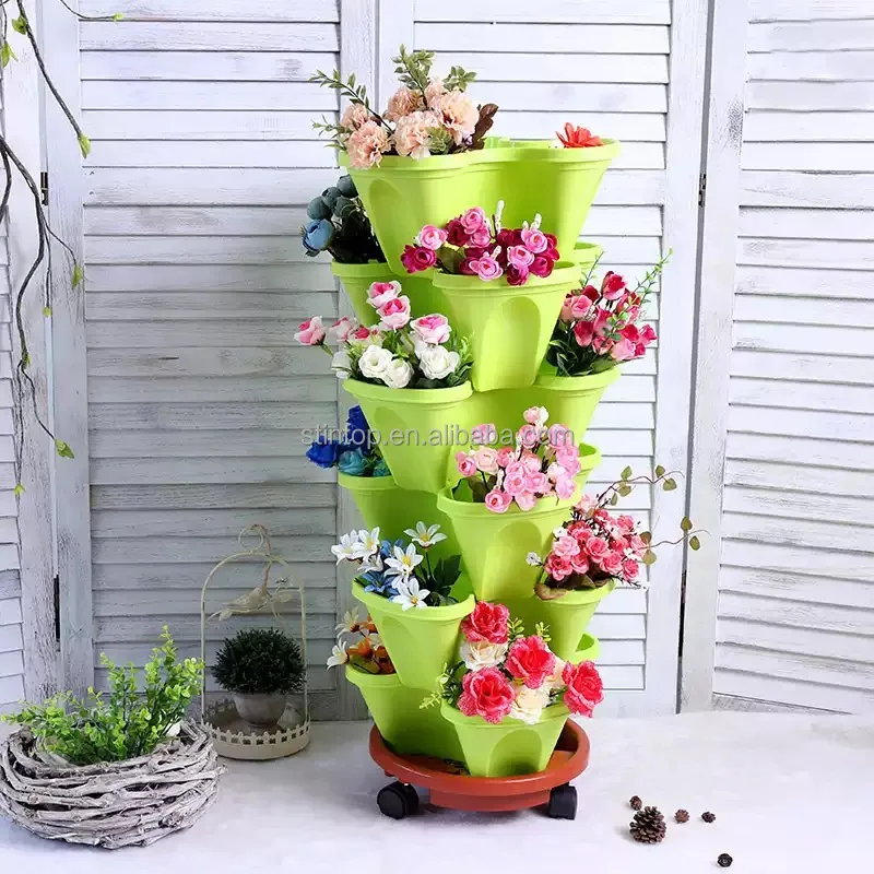 Hot sale Planter Indoor Outdoor Tower for Growing stackable flower stackable plant pots