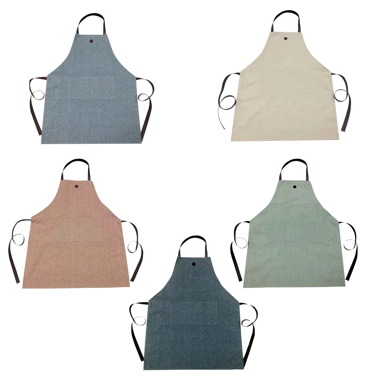 Waterproof OEMservice 100% cotton polyester denim Customized wholesale adjustable cotton cooking kitchen apron